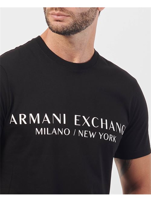 T-shirt nera Armani Exchange girocollo con logo ARMANI EXCHANGE | 8NZT72-Z8H4Z1200